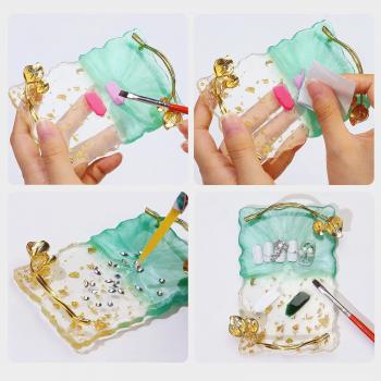 New Arrival Retro Resin Nail Art Palette Gold Edge Nail Gel Color Display Board False Nail Tips Stone Display Palette