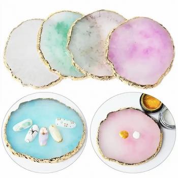 New Product Multi color and shape Resin Gold Edge Nail Art Palette Leaf shape Nail polish palette