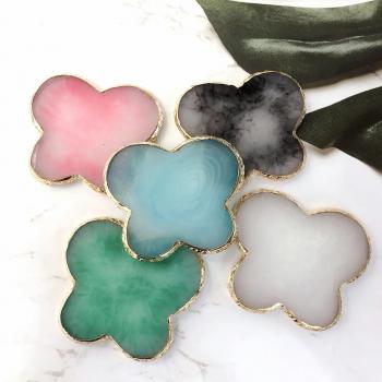 New Product 5 Colors Resin Agate Gold Edge Nail Art Palette Wholesale Nail polish palette
