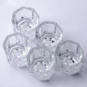 Nail Art Enhancement Tool Small Clear Octagonal Crystal Glass Jar Making Acrylic Liquid Powder Mixing Cup For Nail Beauty