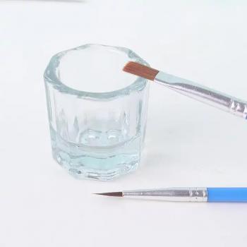 Nail Art Enhancement Tool Small Clear Octagonal Crystal Glass Jar Making Acrylic Liquid Powder Mixing Cup For Nail Beauty