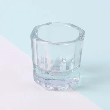 Nail Art Enhancement Tool Small Clear Octagonal Crystal Glass Jar Making Acrylic Liquid Powder Mixing Cup For Nail Beauty