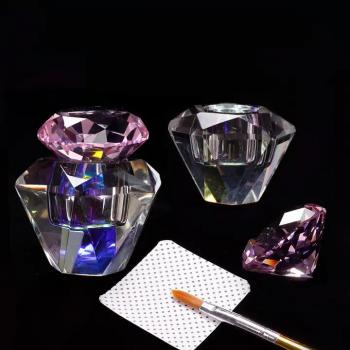 New Nail Crystal Prismatic Clear Wash Cup Storage Powder Liquid Acrylic Monomer Spill proof Glass Nail Dappen Dish