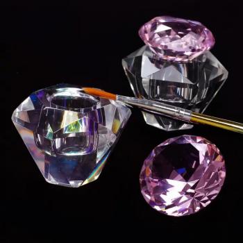 New Nail Crystal Prismatic Clear Wash Cup Storage Powder Liquid Acrylic Monomer Spill proof Glass Nail Dappen Dish