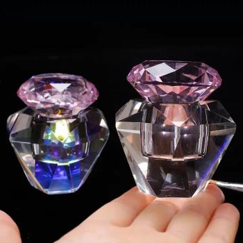 New Nail Crystal Prismatic Clear Wash Cup Storage Powder Liquid Acrylic Monomer Spill proof Glass Nail Dappen Dish