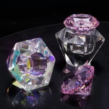 New Nail Crystal Prismatic Clear Wash Cup Storage Powder Liquid Acrylic Monomer Spill proof Glass Nail Dappen Dish