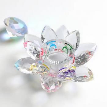 New Color-plated crystal Cup Colorful Wash Storage Nail Tool Lotus AB Color Nail Art Crystal Glass Cup with Lid