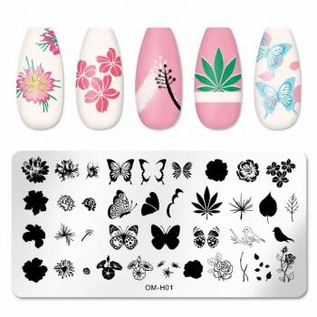 New Animal Flower Leaf Plant Nail Stamp Stencils Template Kit Manicure Templates Nail Art Tools Custom Nail Stamping Plate