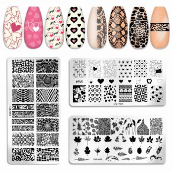 New Animal Flower Leaf Plant Nail Stamp Stencils Template Kit Manicure Templates Nail Art Tools Custom Nail Stamping Plate