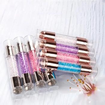 Premium Quality Silicone Stamp Crystal Handle French Smile Nail Art Stencil Tools Stamping Plate Set Double Sided Nail Stamper