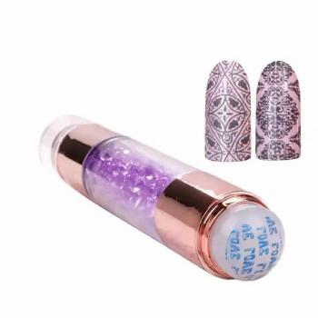 Premium Quality Silicone Stamp Crystal Handle French Smile Nail Art Stencil Tools Stamping Plate Set Double Sided Nail Stamper