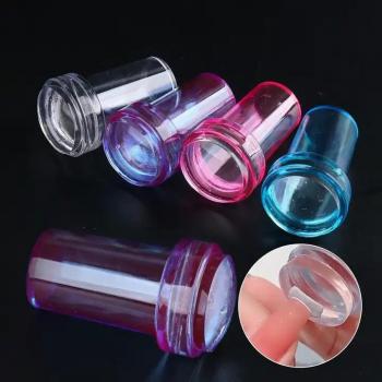 New French Tip Nail Stamper Clear Silicone Head with Scraper Transparent Jelly Nail Art Stamper