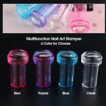 New French Tip Nail Stamper Clear Silicone Head with Scraper Transparent Jelly Nail Art Stamper