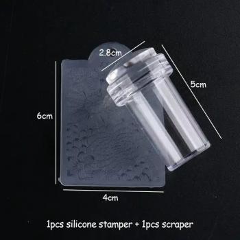 New French Tip Nail Stamper Clear Silicone Head with Scraper Transparent Jelly Nail Art Stamper
