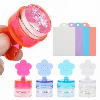 New Manicure Art Stamping Tool Scraper Kits Flower Handle French Transparent Silicone Jelly Nail Stamper