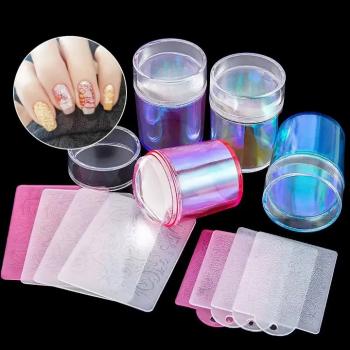 New Product French Manicure Tool Laser Nail Stamper Set Transparent Silicone Clear Nail Art Stamper