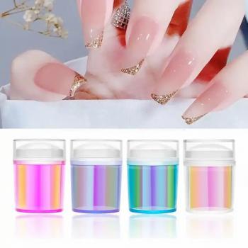 New Product French Manicure Tool Laser Nail Stamper Set Transparent Silicone Clear Nail Art Stamper