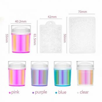 New Product French Manicure Tool Laser Nail Stamper Set Transparent Silicone Clear Nail Art Stamper