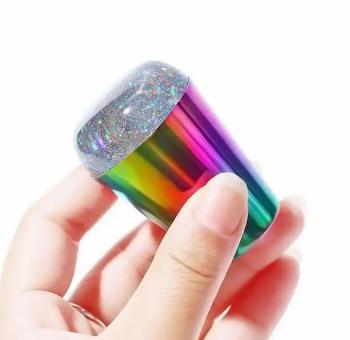 Wholesale Stamping Plate Jelly Silicone Nail Stamp Hollowed Rainbow Laser Aura French Nail Art Stamper