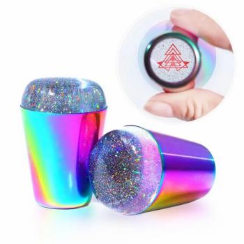 Wholesale Stamping Plate Jelly Silicone Nail Stamp Hollowed Rainbow Laser Aura French Nail Art Stamper