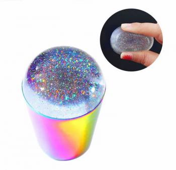 Wholesale Stamping Plate Jelly Silicone Nail Stamp Hollowed Rainbow Laser Aura French Nail Art Stamper