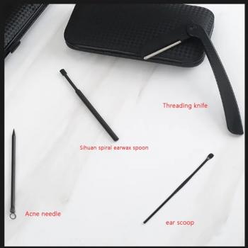 Customizable LOGO red black leather bag nail scissors 18pcs set nail tools