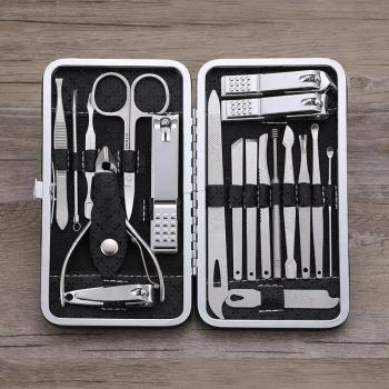 19pcs Scissors Nail Clippers Set Nail File Dead Skin Pliers Trimmer Manicure Tools Grooming Nail Cutting Tweezers Set