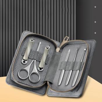 6PCS Nail Care Tools Stainless Steel Professional Pedicure Kit Travel Case Manicure Set Nail Clippers Kit