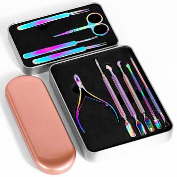 2024 Wholesale Nail Grooming Tools Stainless Steel Nail Tweezers Cuticle Pusher Nail Polish Remover Manicure Care Tool