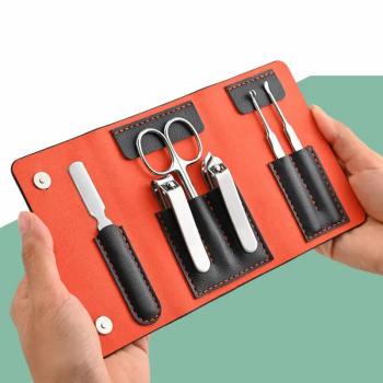 New Professional 6 Pieces Manicure Set Stainless Steel Portable Grooming Kit Nail Clipper Kit with Leather Travel Case