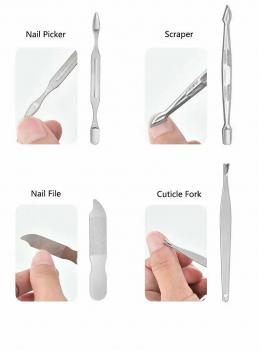 19pcs Professional Multifunctional Stainless Steel Nail Clipper Kits Portable Manicure Pedicure Tool Nail Cutter set With PU Bag