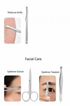 19pcs Professional Multifunctional Stainless Steel Nail Clipper Kits Portable Manicure Pedicure Tool Nail Cutter set With PU Bag