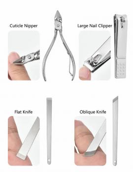 19pcs Professional Multifunctional Stainless Steel Nail Clipper Kits Portable Manicure Pedicure Tool Nail Cutter set With PU Bag