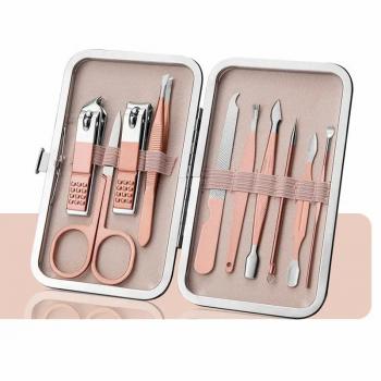 New Custom Logo Manicure Pedicure Set 18Pcs Stainless Steel Nail Clippers Nail cutter Set Nail Tool with Leather Case