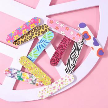 Colored Mini 9cm Nail File Printed Double sided EVA Nail Scrolls File Wholesale Custom Printed Nail Files