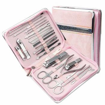 Professional Popular High Quality Stainless Steel Set De Manicure 10 26 Pieces Nail Manicure Set With Luxurious Leather Case