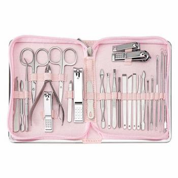 Professional Popular High Quality Stainless Steel Set De Manicure 10 26 Pieces Nail Manicure Set With Luxurious Leather Case