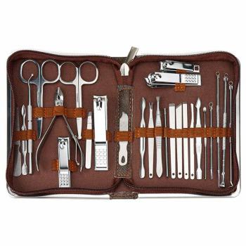 Professional Popular High Quality Stainless Steel Set De Manicure 10 26 Pieces Nail Manicure Set With Luxurious Leather Case