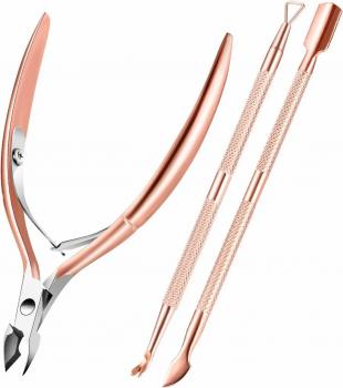 Durable Dead Skin Clipper Manicure Pedicure Tools Professional Cuticle Nippers and Triangle Cuticle Nail Pusher Peeler Scraper