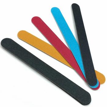 Custom Logo Printed Wholesale 100/180 Fine Density Surface Black Oblong Block Wood Nail Sanding File 2024