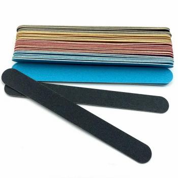 Custom Logo Printed Wholesale 100/180 Fine Density Surface Black Oblong Block Wood Nail Sanding File 2024