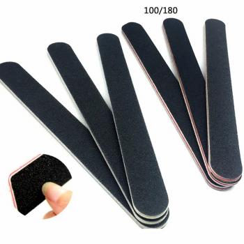 Custom Logo Printed Wholesale 100/180 Fine Density Surface Black Oblong Block Wood Nail Sanding File 2024