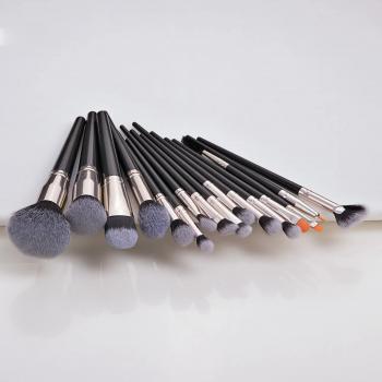 Fluffy Make Up Brushes Cosmetic Kit Custom Logo Vendors 16pcs Black Professional Makeup Brush Set Wholesale