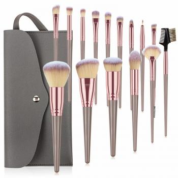 Fluffy Make Up Brushes Cosmetic Kit Custom Logo Vendors 16pcs Black Professional Makeup Brush Set Wholesale