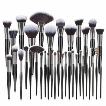 High End Black Luxury 36pcs Custom Logo Cosmetic New Makeup Brush Kit Wooden Handle Professional Make Up Buffer Brushes Set