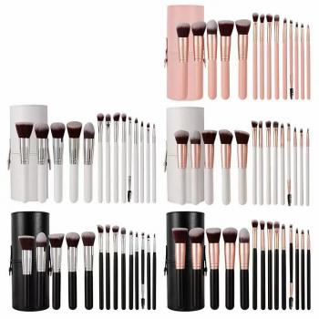 Wholesale High Quality Custom Logo Foundation Makeup Brushes 14pcs Wood Handle Professional Makeup Brush Set Private Label