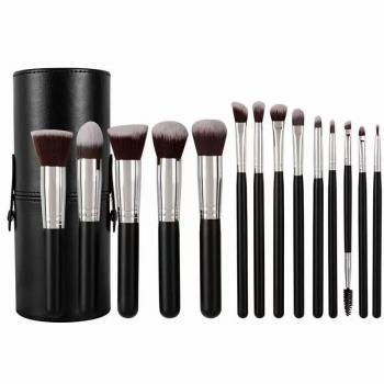 Wholesale High Quality Custom Logo Foundation Makeup Brushes 14pcs Wood Handle Professional Makeup Brush Set Private Label