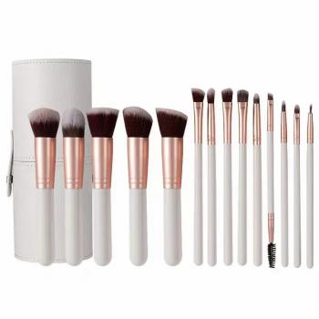 Wholesale High Quality Custom Logo Foundation Makeup Brushes 14pcs Wood Handle Professional Makeup Brush Set Private Label