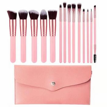 Wholesale High Quality Custom Logo Foundation Makeup Brushes 14pcs Wood Handle Professional Makeup Brush Set Private Label