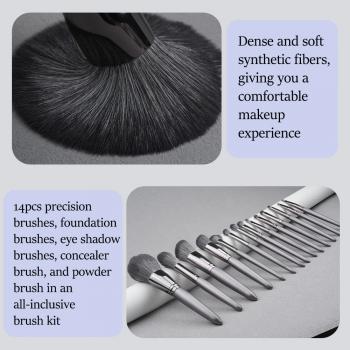 Wholesale Customized Portable Multifuntional14 Pieces Makeup Foundation Flat Round Brushes Set On Face Eyes For Beauty